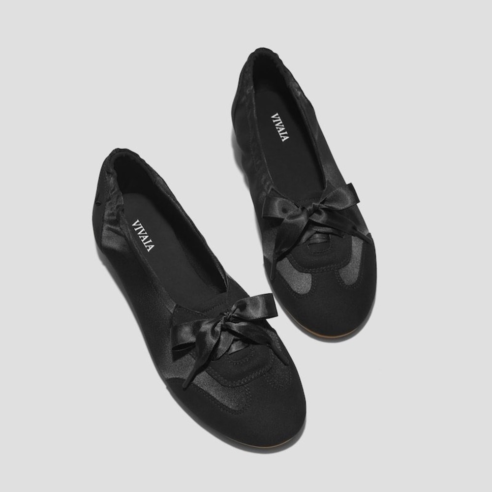 VIVAIA Yanka Black Satin Lace-Up Flats Women's US 7.5 / EU 38.5 NIB - Picture 3 of 9